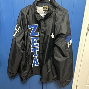 Zeta Sorority Inc.  College Jacket Sz 3XL Black/Blue Auburn Sportswear 2K1 BadBA